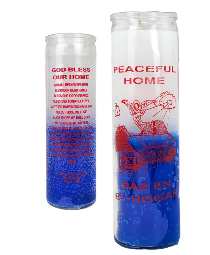 7 day Peaceful Home White & Blue Candle