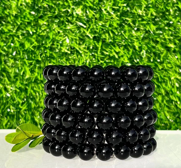 10mm Black Onyx Bead Bracelet