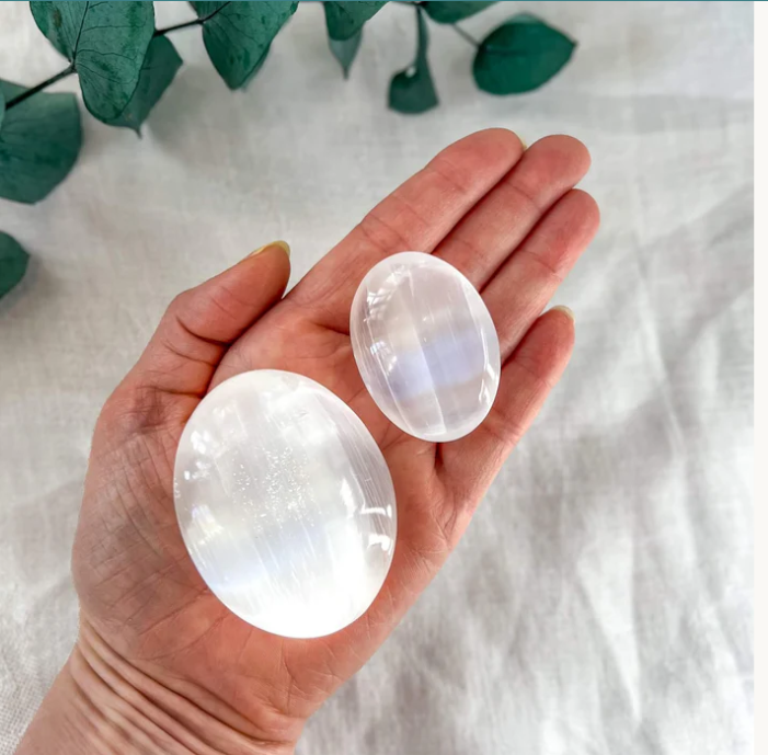 Selenite Palm Stone