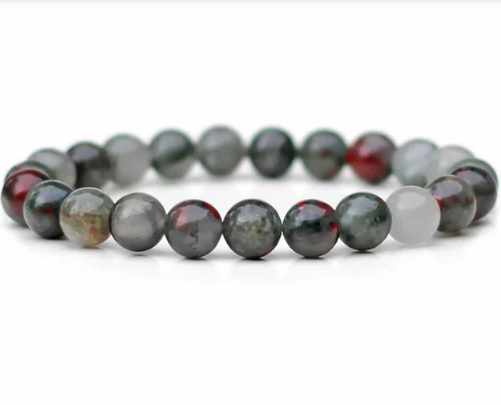 8mm Bloodstone Bead Bracelet