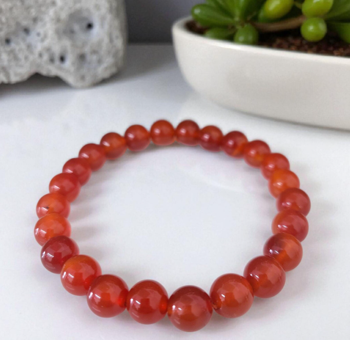8mm Carnelian Bead Bracelet