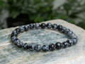 8mm Snowflake Obsidian Bead Bracelet