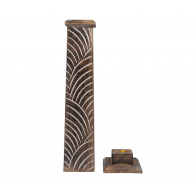 Feather Design Wood Incense Tower