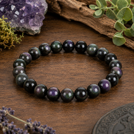 8mm Rainbow Obsidian Bead Bracelet