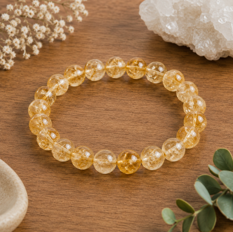 8mm Citrine Bead Bracelet