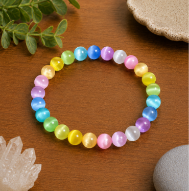 8mm Candy Selenite Bead Bracelet