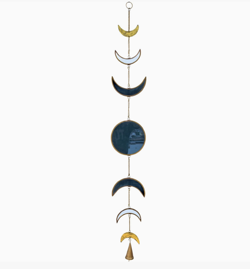 Glass & Metal Hanging Moon Phase w/ Bell
