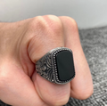 Stainless Steel Agate Ring