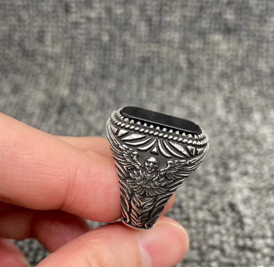 Stainless Steel Agate Ring