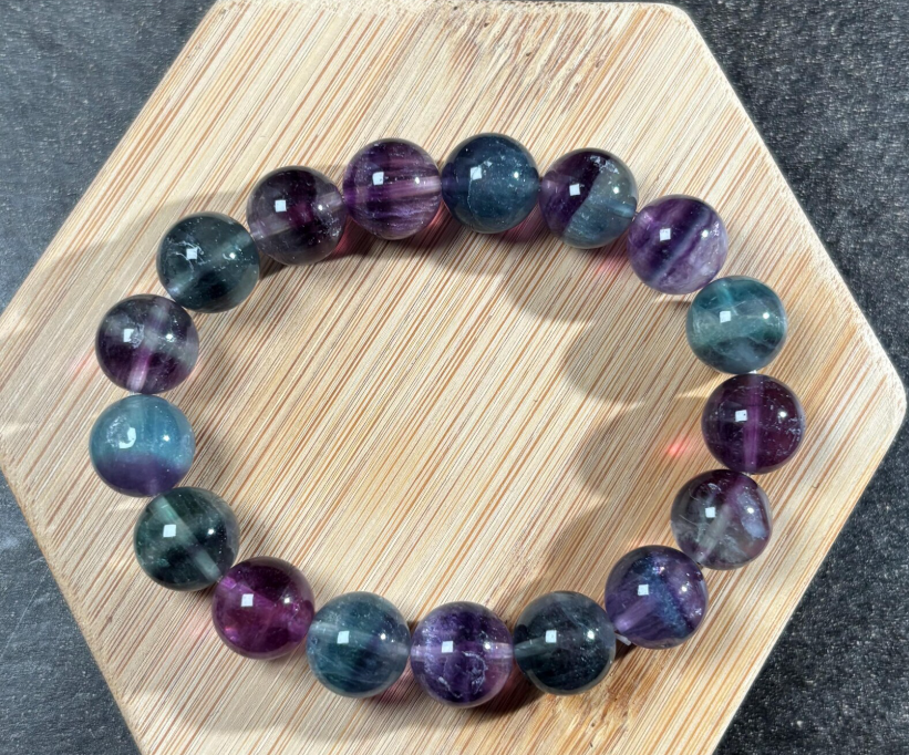 Rainbow Fluorite Bead Bracelet
