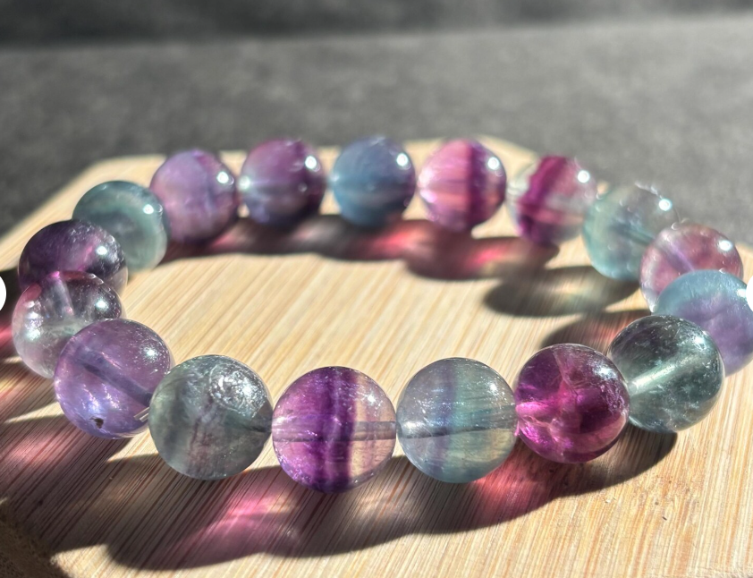 Rainbow Fluorite Bead Bracelet