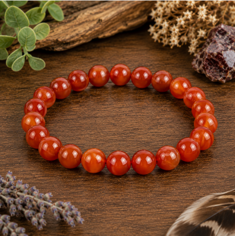 8mm Carnelian Bead Bracelet