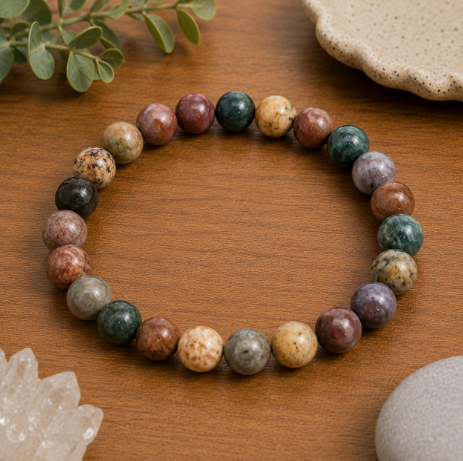 8mm Ocean Jasper Bead Bracelet