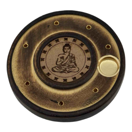 Wood Round Incense & Cone Holder