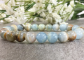 8mm Aquatine Lemurian Calcite Bead Bracelet
