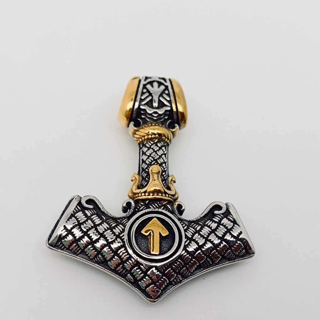 Viking Quake Odin Triangle Rune Stainless Steel Pendant