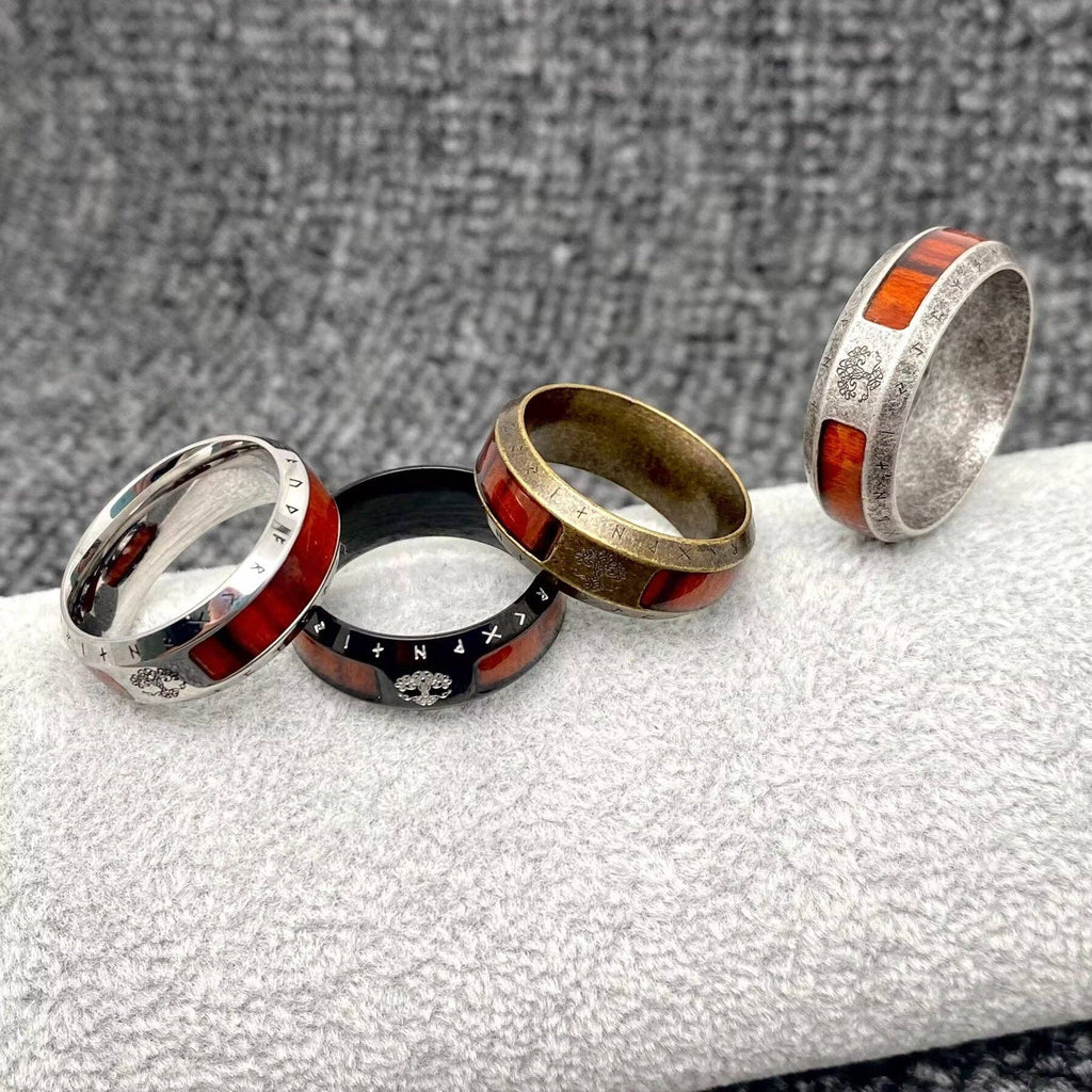 Vintage Viking Rune Tree of Life Stainless Steel Ring