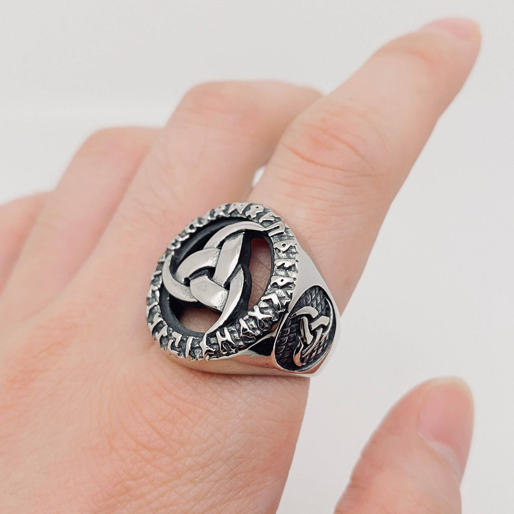 Viking Rune Stainless Steel Skaldenmet Ring