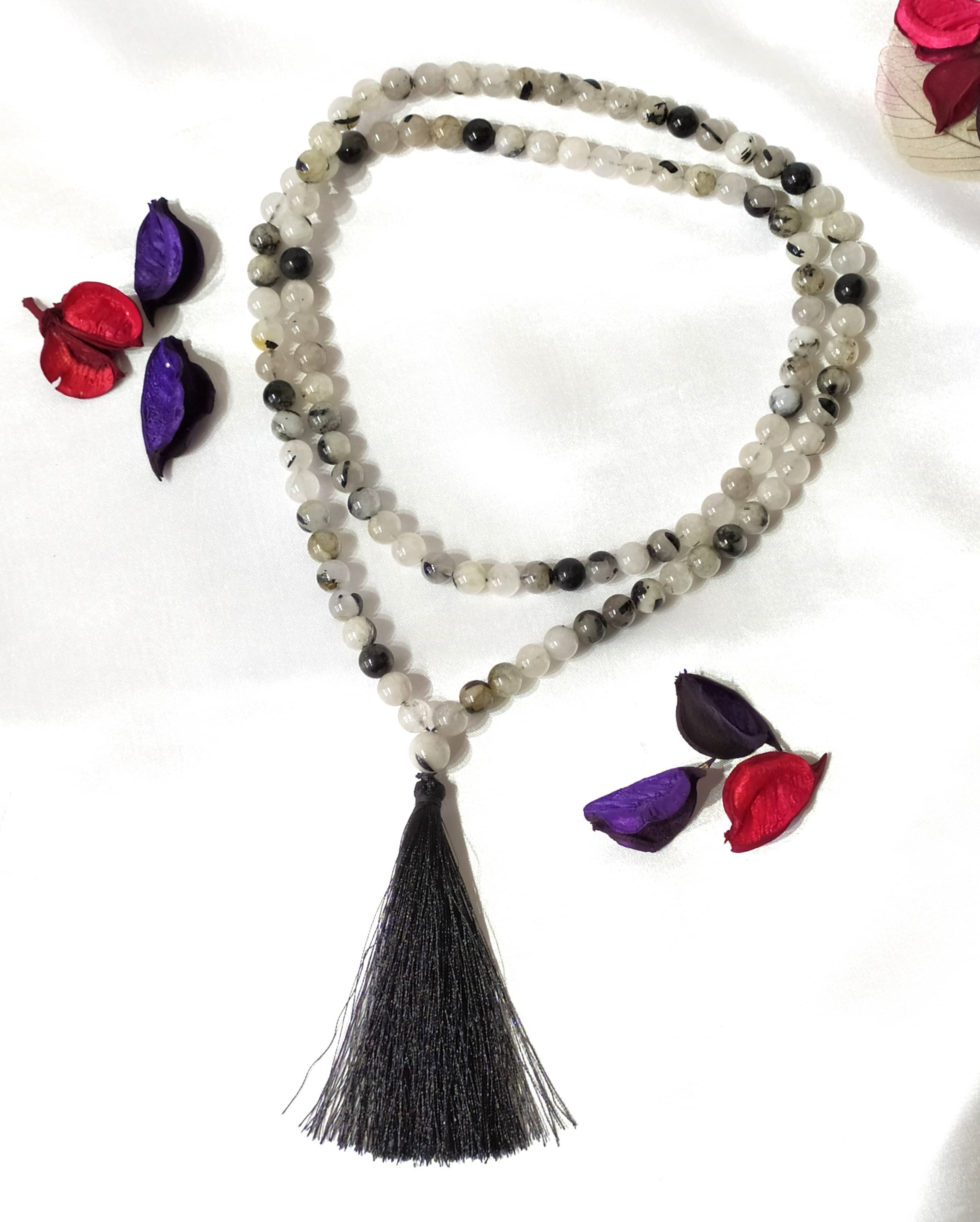 Black Tourmaline Gemstone Mala | 108 Prayer Bead | Jap Mala