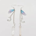 Butterfly Wings Long Chain Crystal Pendant Earrings