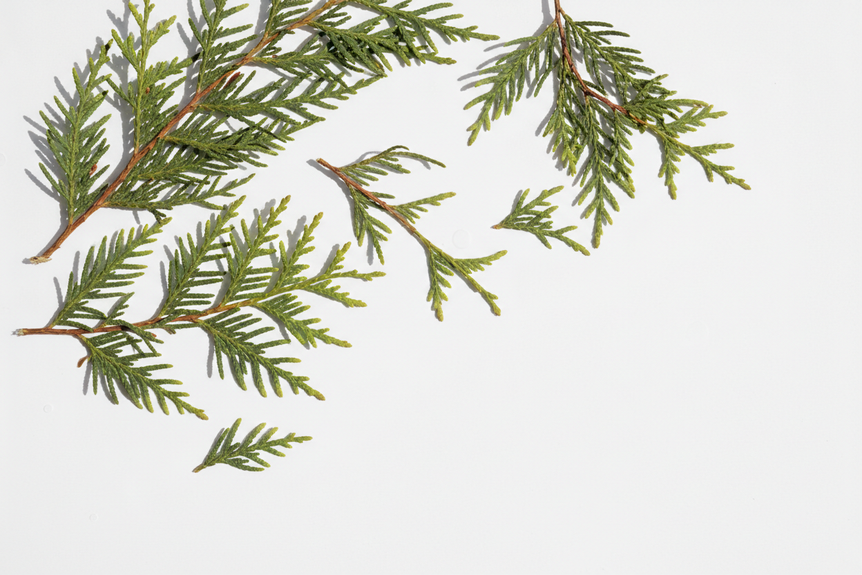 cedar herb loose white background