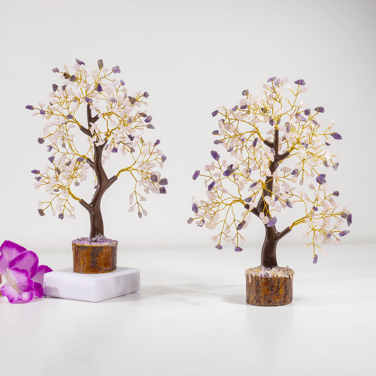 Amethyst with Rose Quartz Gemstone Tree