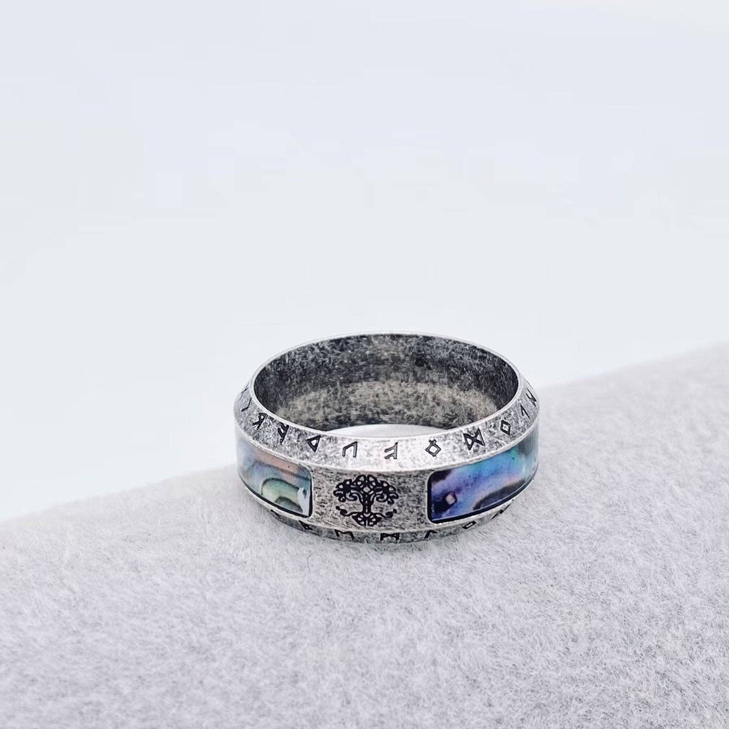 Stainless Steel Tree of Life Viking Rune Ring