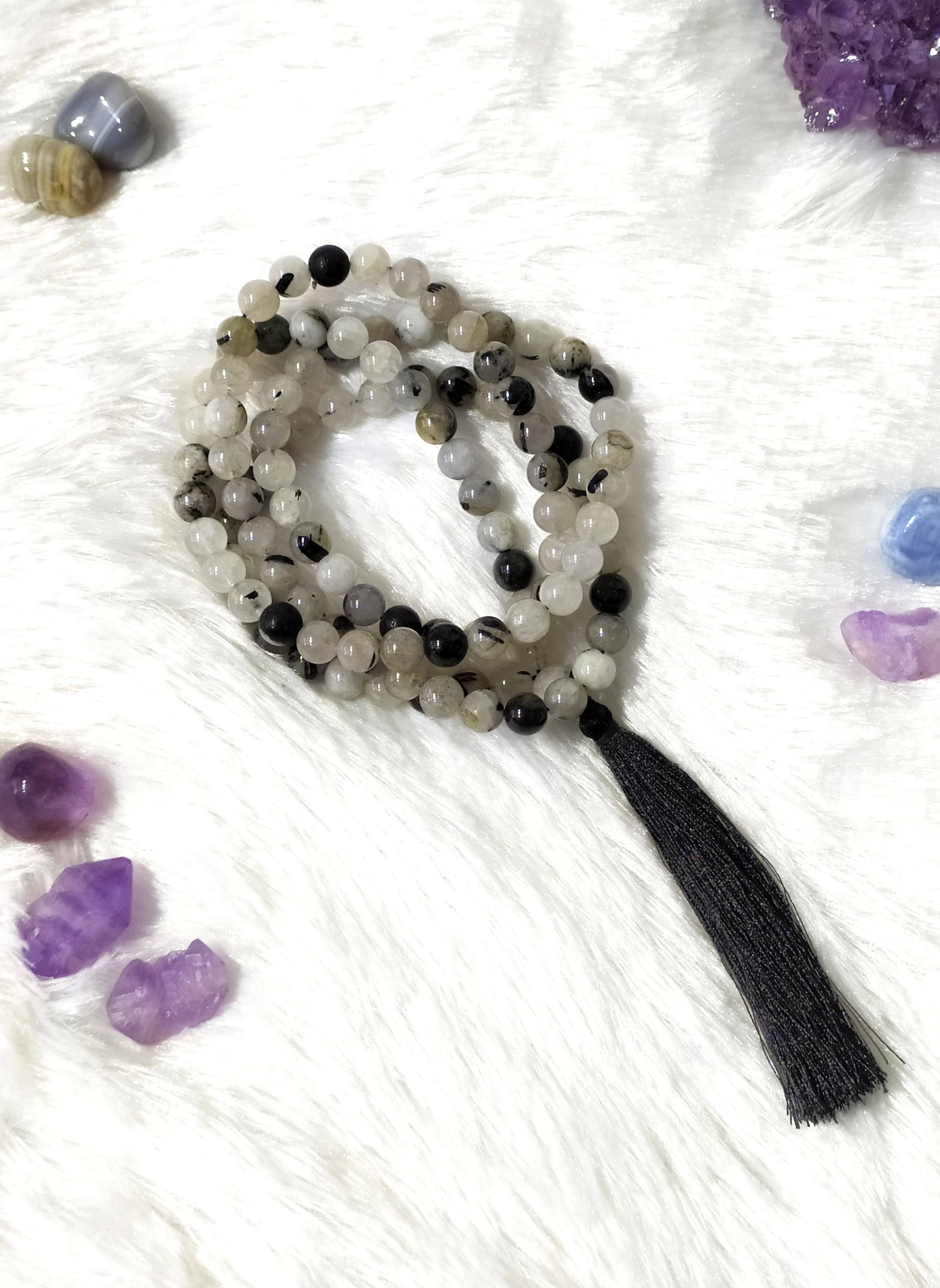 Black Tourmaline Gemstone Mala | 108 Prayer Bead | Jap Mala