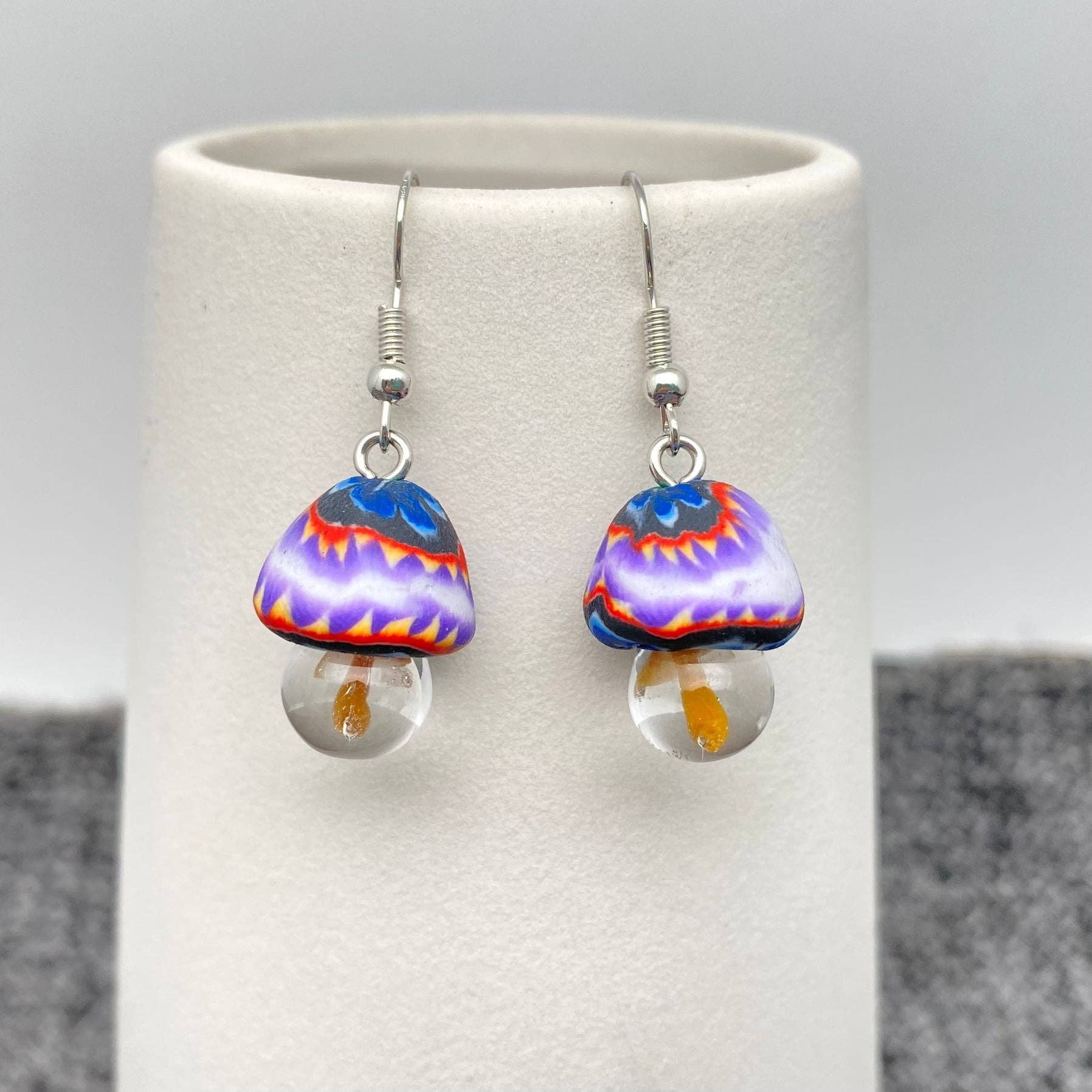 Multi-Style Polymer Clay & Glass Mushroom Charm Earrings
