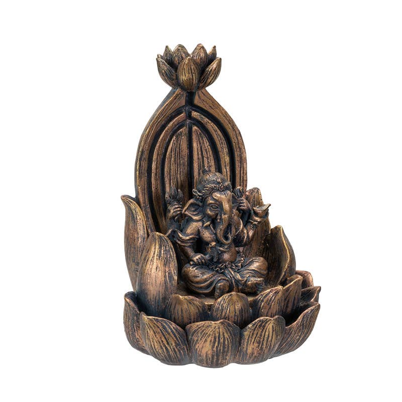 Ganesha on Lotus Backflow Incense Burner