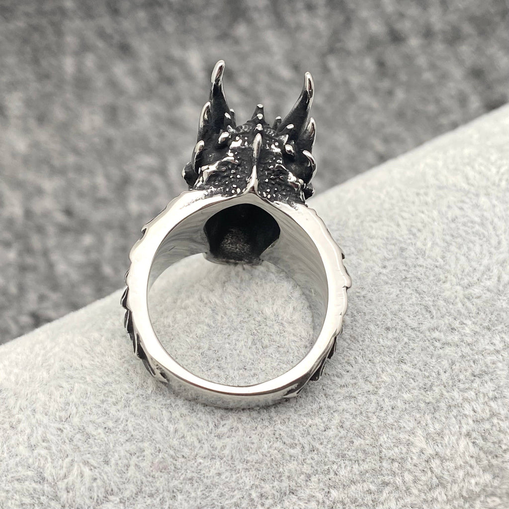 Stainless Steel Dragon Head Men's Ring