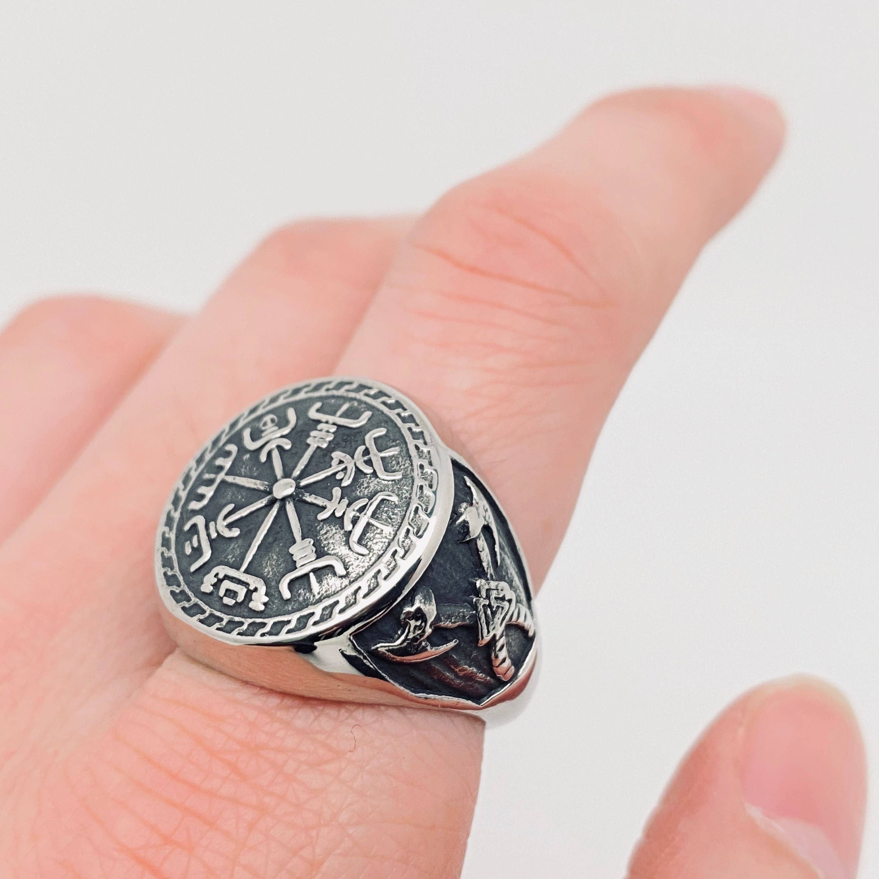 Stainless Steel Viking Double Axe Totem Ring