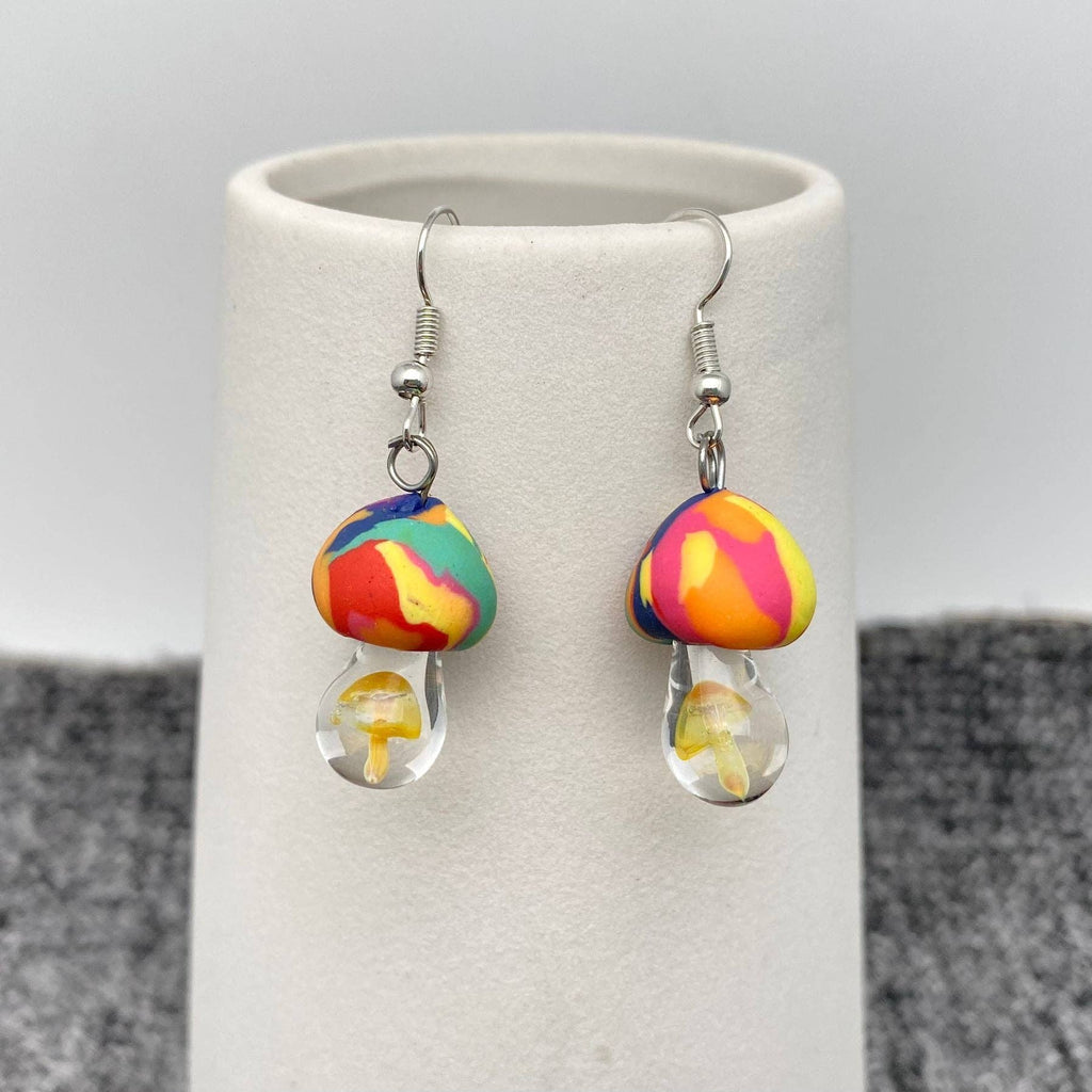 Multi-Style Polymer Clay & Glass Mushroom Charm Earrings
