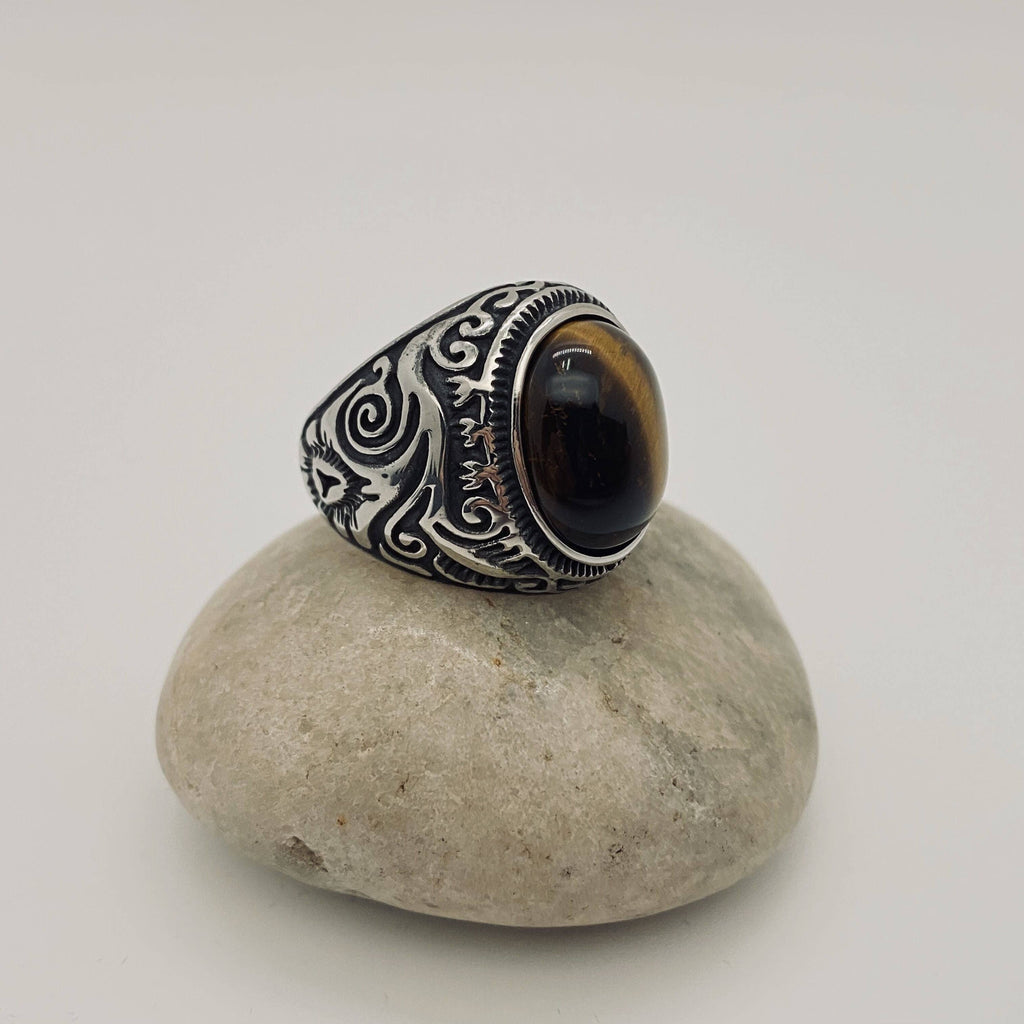 Stainless Steel Tiger's Eye Ring