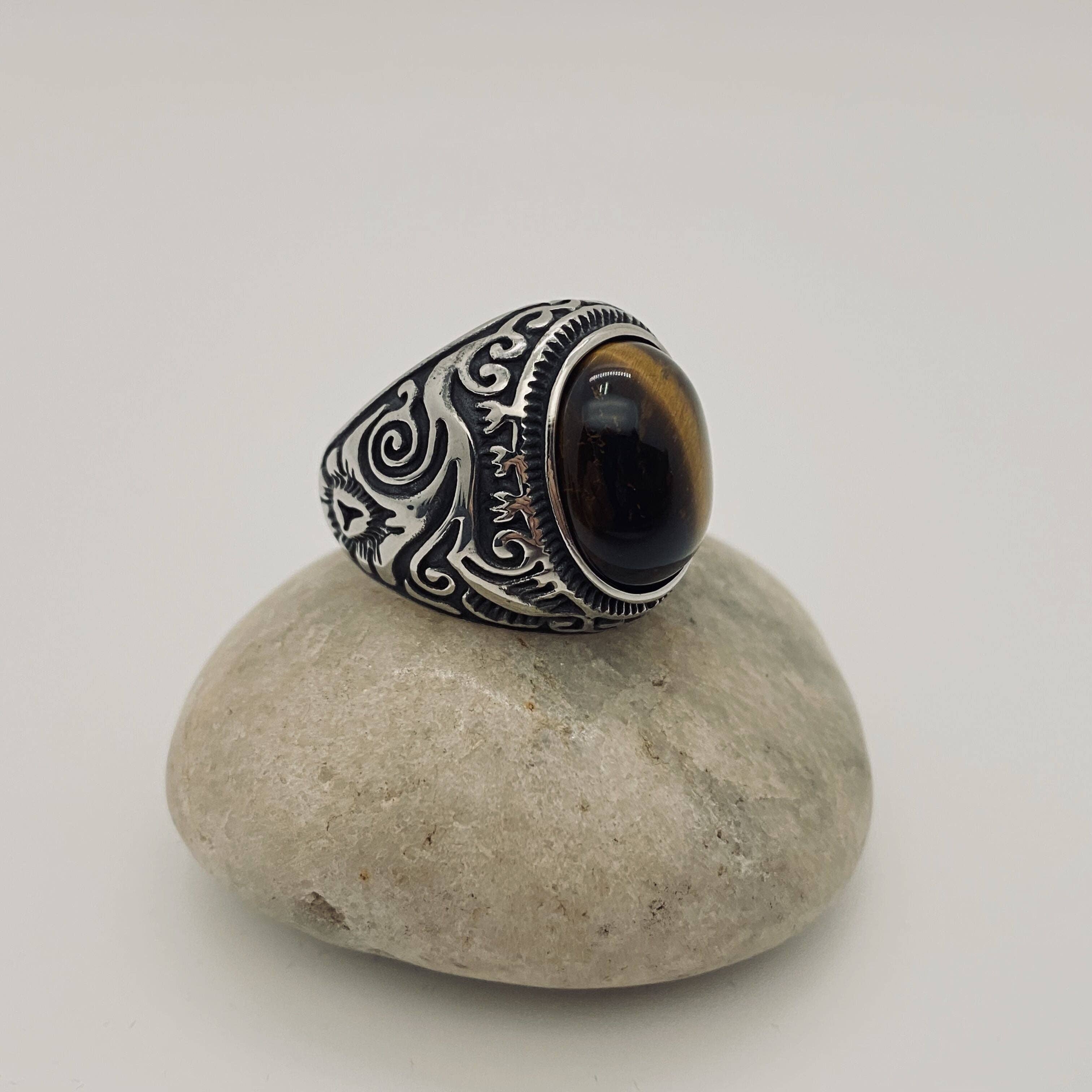 Stainless Steel Tiger's Eye Ring