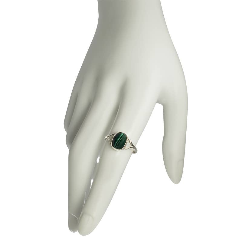 Malachite Stone Sterling Silver Ring.