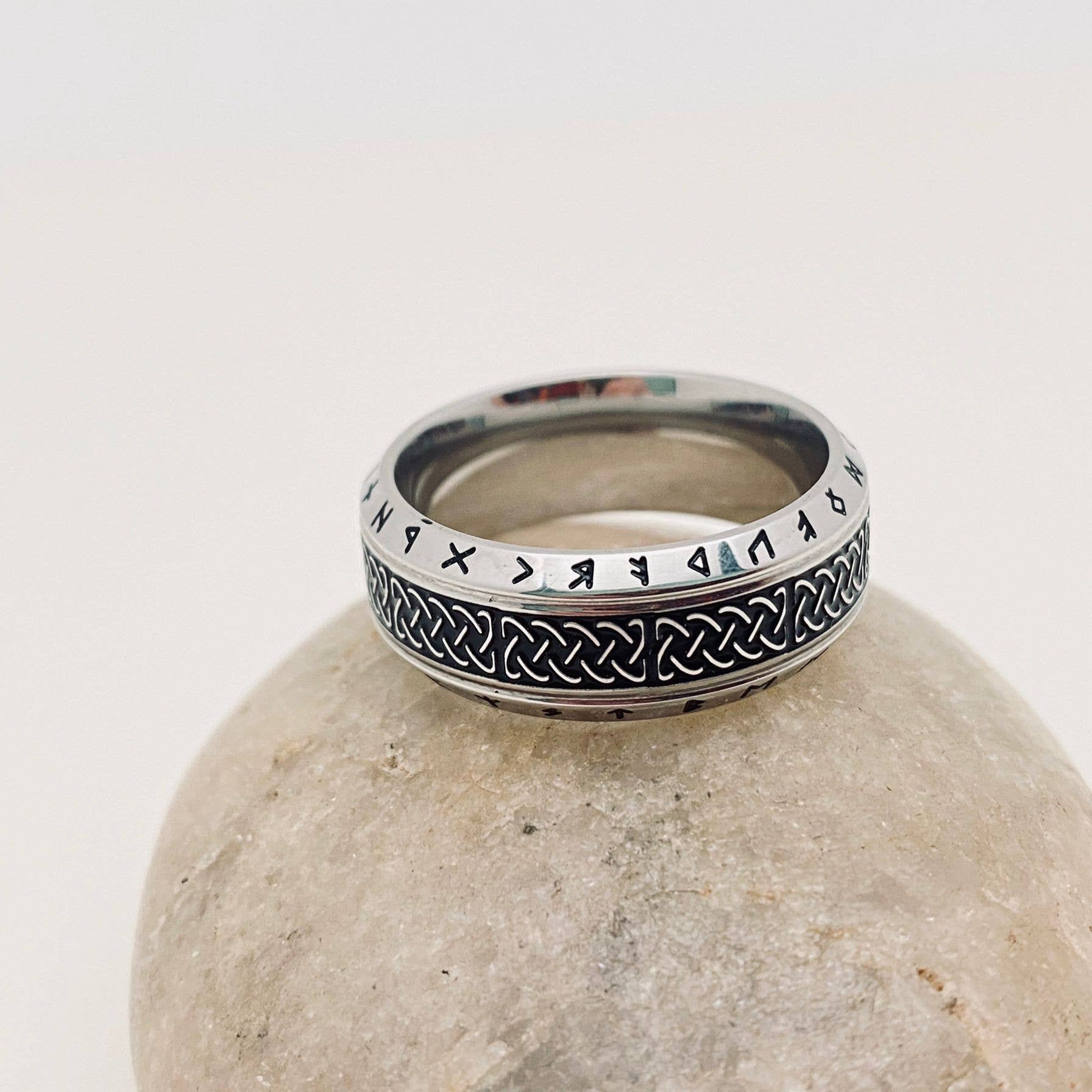 Titanium Steel Viking Rune Celtic Knot Ring