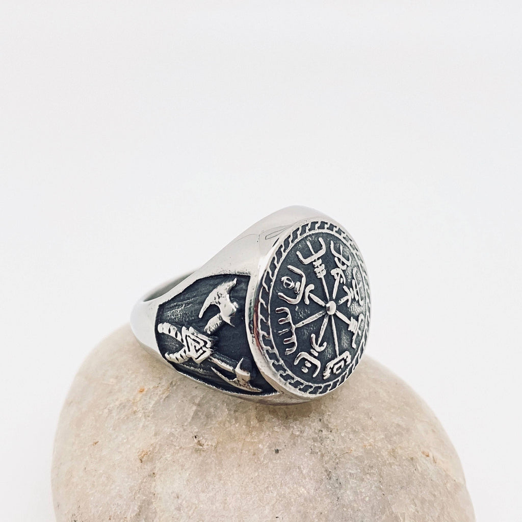 Stainless Steel Viking Double Axe Totem Ring
