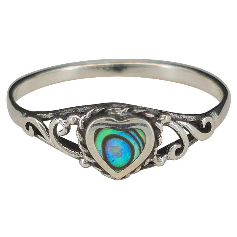 Abalone Sterling Silver Heart Ring